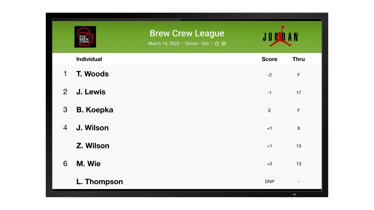 Live leaderboard and golf scoring app