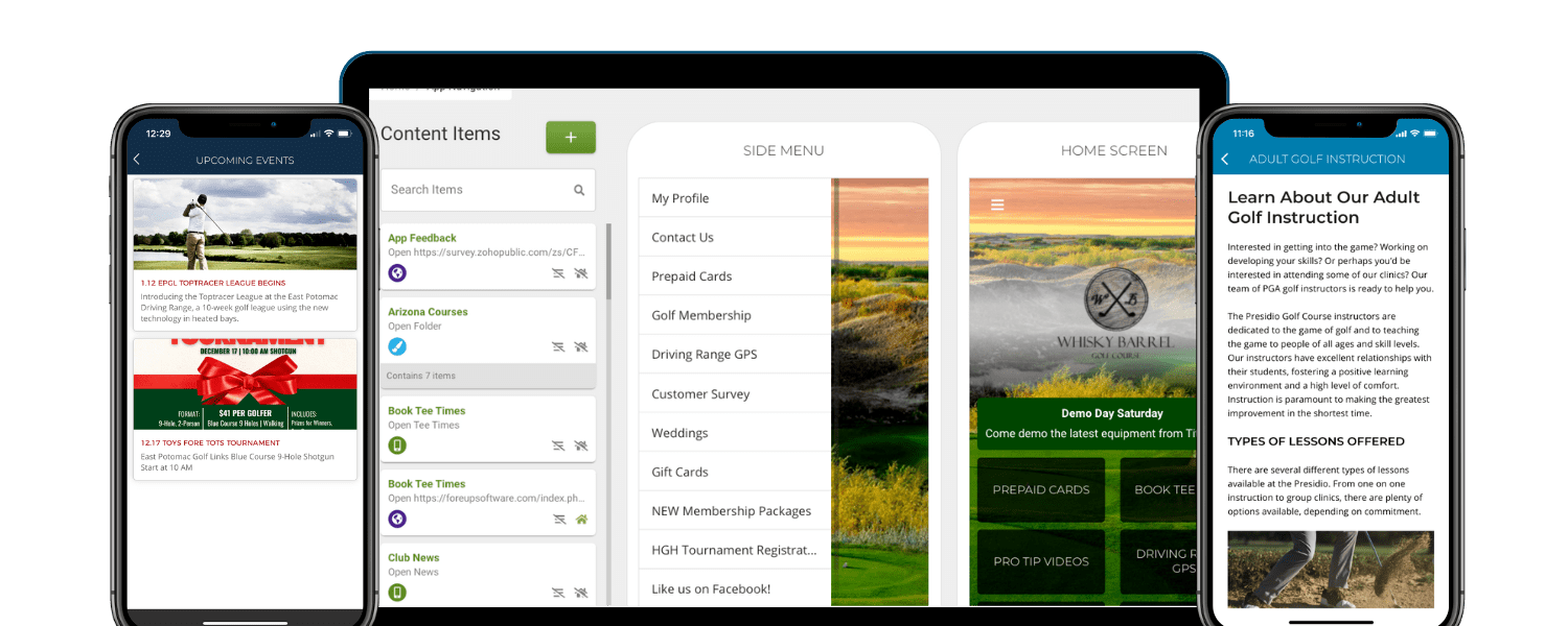 Custom Mobile Golf App Solution with Easy to use dashboard
