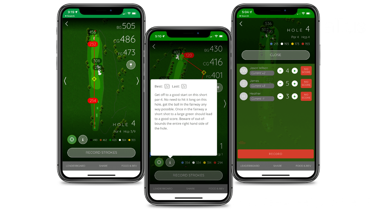 Interactive Golf GPS on Mobile App Smartphone
