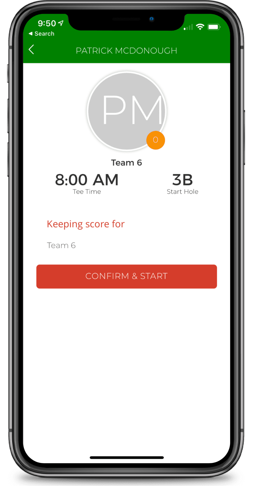 Mobile App Golf Tournament or League Team Score