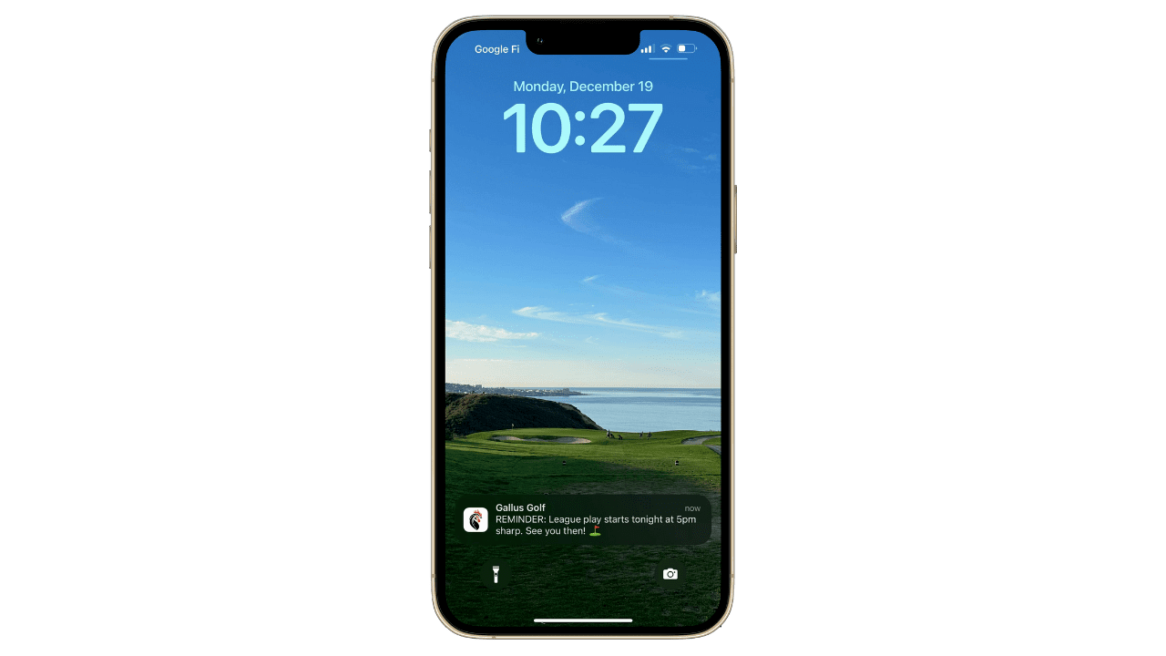 Get push notification reminders for Golf League