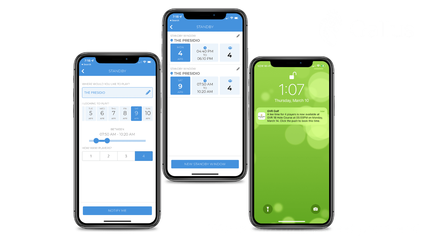 Golf Mobile App Tee Time Standby Method
