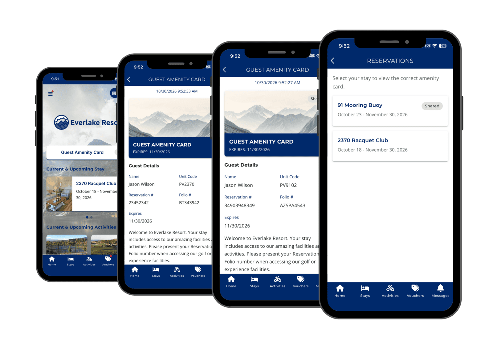 Resort Digital Guest Amenity Card, inside Resort Mobile App